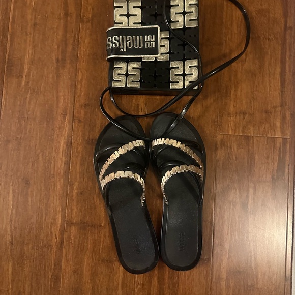 Melissa Shoes - Melissa Black and Gold Women's Sandals